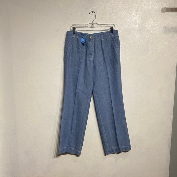 Tommy Bahama Blue Linen Chambray Pants Sz 8 - Picture 1 of 11